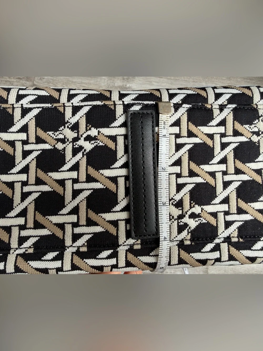Tory Burch Ella Circular Knit Tote - Black, White and Tan